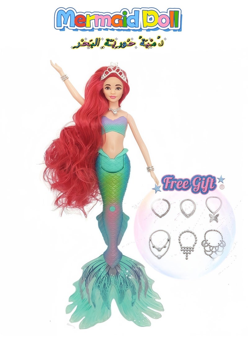 Princess Mermaid Doll 35cm Music Light Mermaid Princess Girl Birthday Gift Set - Image 1